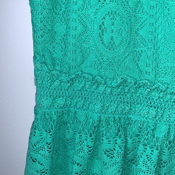 Teal Lace Patterned Dress - Picture 4 of 7